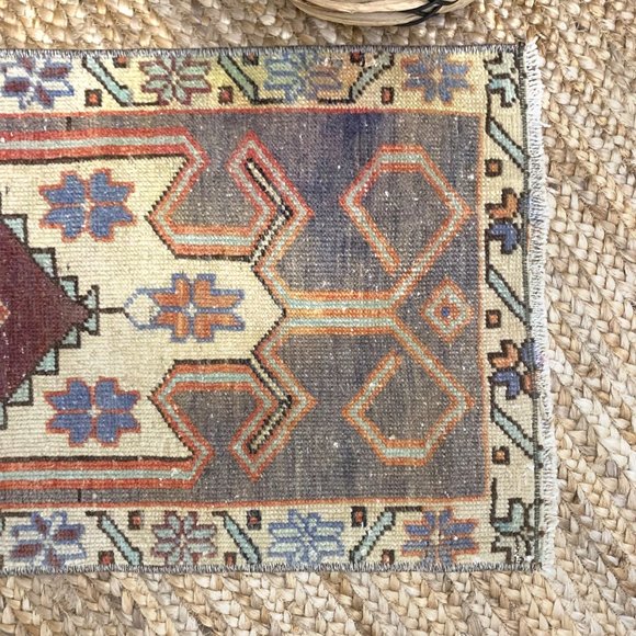 Vintage Small Boho Handmade Turkish Wool 2x3 Rug - Picture 4 of 4
